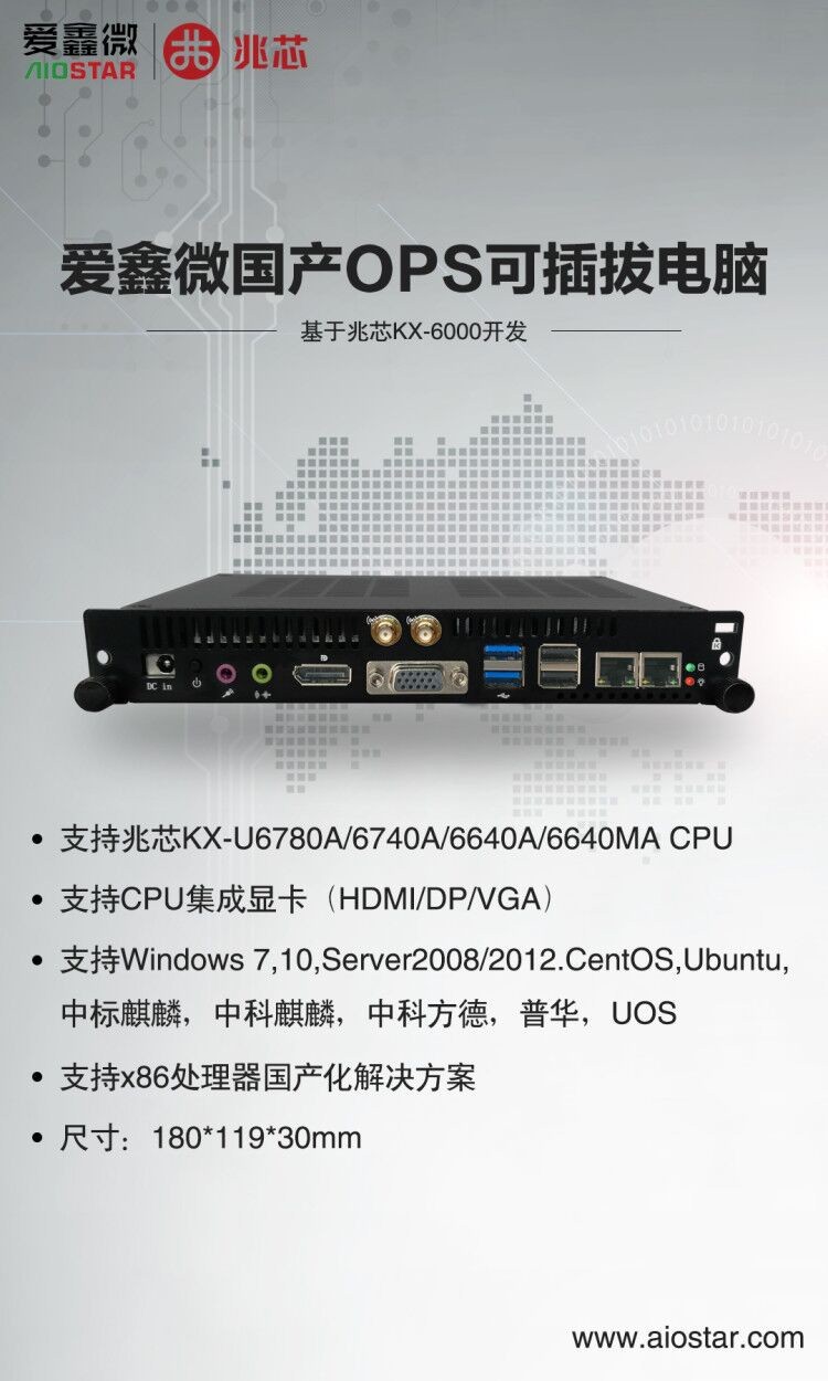 国产化下爱鑫微强势推出基于兆芯KX-6000系列国产独显OPS电脑