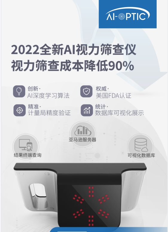 2022全球新款AI视力筛查仪，成本降低90%，助力中小学视力筛查全面普及