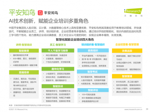 艾瑞报告:平安知鸟创新AI+培训,助力企业培训数字化转型