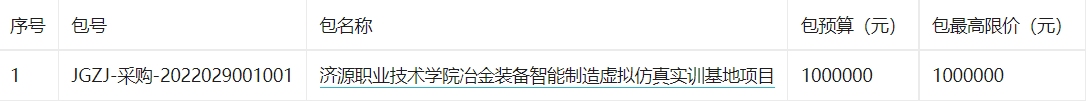 济源职业技术学院冶金装备智能制造虚拟仿真实训基地项目-公开招标公告