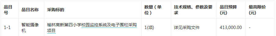 榆林高新第四小学校园监控系统及电子围栏采购项目竞争性谈判公告