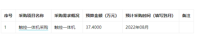 容县容州镇第十一小学2022年8月政府采购意向