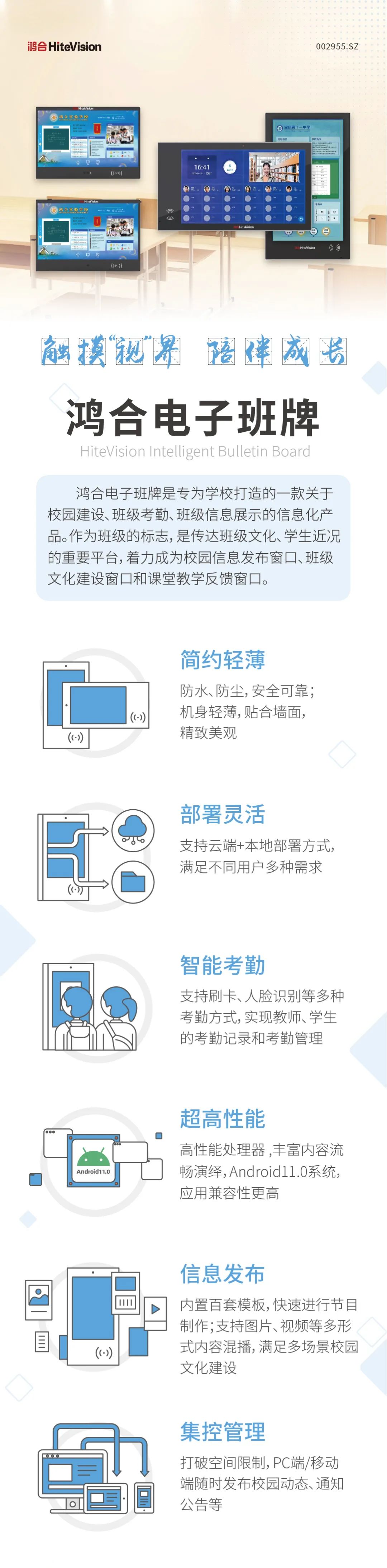 鸿合HiteVision 电子班牌，校园精彩不能错过！