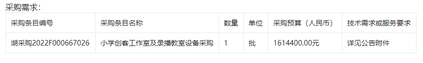 罗家学校、丹霞学校、灌城小学创客工作室及录播教室设备采购项目电子化政府采购公开招标公告