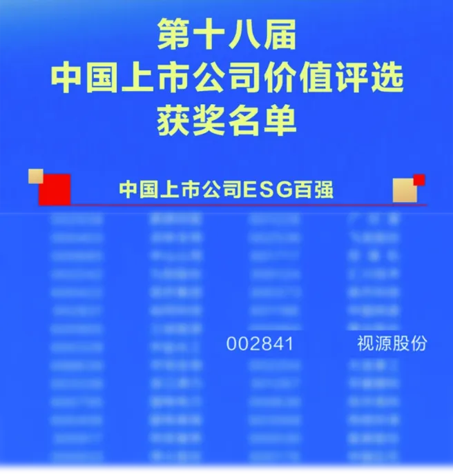 希沃母公司视源股份荣登“2024中国上市公司ESG百强”榜