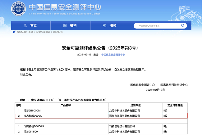 麒麟9000X获安全可靠测评II级认证 安全可靠达到当前最高水平